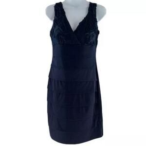 En Focus Studio Sleeveless Dress Womens 6 Floral Bodice Tiered Skirt Cocktail